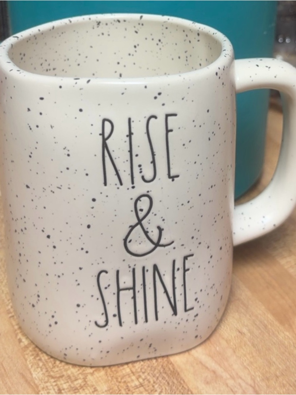 Rae Dunn Rise & Shine Speckled White Ceramic Coffee Mug